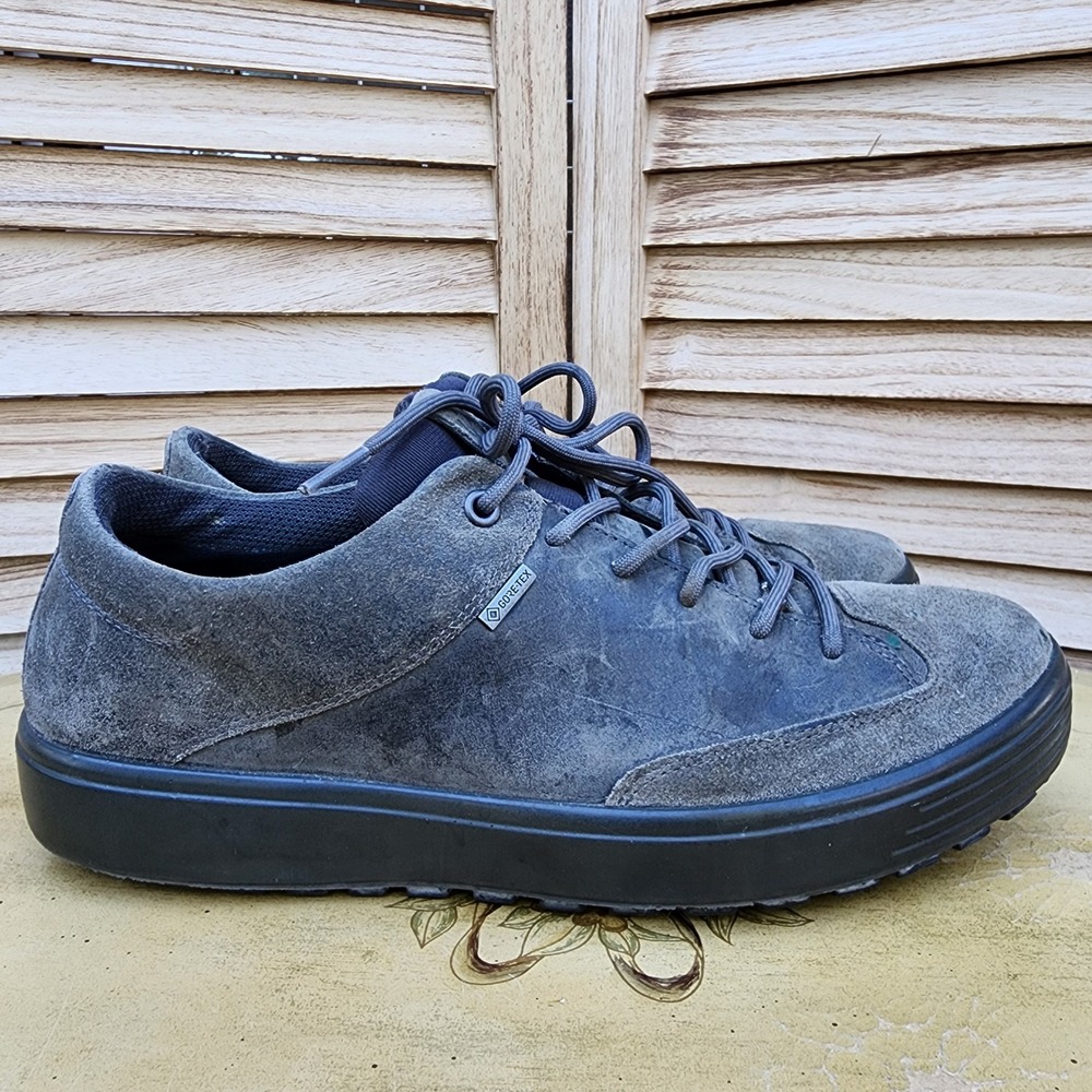 ECCO EU 43 US 9 Gray Suede Gore-Tex Sneakers Soft 7 Tred Oxford Casual Preppy